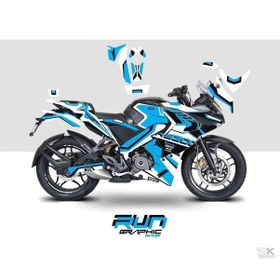 Resim Bajaj Pulsar Rs 200 Mavi Sticker Set Kit Çok Renkli 
