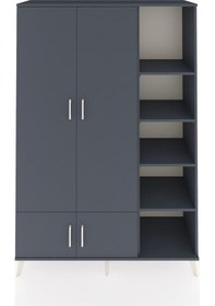 Resim Hyperion Dolap 6 Raflı 4 Kapaklı Tek Askılı 132x44x195 Antrasit-antrasit/antrasit Antrasıt/antrasıt 