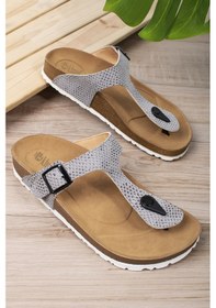 Resim Khayt Star Anatomik Ortopedik Parmak Arası Günlük Kadın Terlik Gri - Yılan 