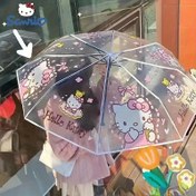 Resim 1 adet Sanrio Katlanabilir Şeffaf Şemsiye, Üç Katlı Tasarım Estetik Karikatür Moda Şemsiyesi 