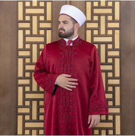 Resim İkranur Lüks Taberi İmam Cübbe Bordo 