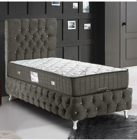 Resim Setaymobilya Baza, Cappy Lux Tek Kişilik Antrasit Baza + Başlık + Deluxe Yatak 