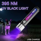 Resim 1 adet USB Şarj Edilebilir El Feneri, 395nm Ultraviyole Siyah Işık Dedektörü Dekorasyon Evcil Hayvan İdrarı, Yatak Böcekleri, Akrep, Siyah Işık Torch Işık Reçine Kürleme - Taşınabilir Mini Çok Fonksiyonlu LED Torch ile Litium Pil 