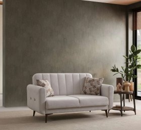 Resim Bona 2'li Koltuk - Ceviz Ayak Valebo-03 Bej 