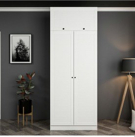 Resim Minar Kale 2 Mebran Panjur Kapaklı Dolap Ve Yüklük Beyaz 210cm Beyaz 