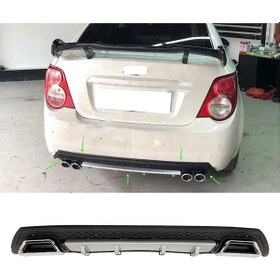 Resim Chevrolet Aveo Sedan Gri Difüzör Çiftli Kare Egzoz Görünümlü D Tip Difizör 2012 - 2016 