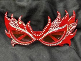 Resim Taşlı Kırmızı Alev Parti Gözlüğü 