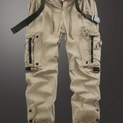 Resim Erkek İş Pantolonu - Fermuarlı Cepli, Ayarlanabilir Bel Bağcıklı, Hafif ve Nefes Alabilen İnşaat, Yürüyüş, Günlük Kullanım İçin Tüm Mevsimlerde Uygun Outdoor ve Casual Streetwear Kargo Pantolonları, İşçilik Profesyoneller için Sağlam Dikişli Tasarım 