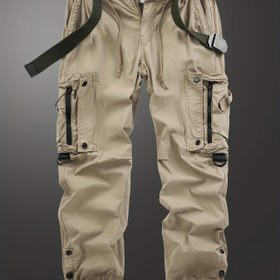 Resim Erkek İş Pantolonu - Fermuarlı Cepli, Ayarlanabilir Bel Bağcıklı, Hafif ve Nefes Alabilen İnşaat, Yürüyüş, Günlük Kullanım İçin Tüm Mevsimlerde Uygun Outdoor ve Casual Streetwear Kargo Pantolonları, İşçilik Profesyoneller için Sağlam Dikişli Tasarım 
