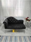 Resim Sepetten Evine 120 Cm , Siyah Renk Yeni Nesil Köşe Koltuğu Josefin Bench Puf Metal Krom Ayak 