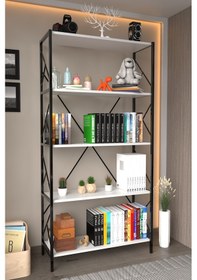 Resim 5 Raf Dekoratif 180 Cm Kitaplık Beyaz 