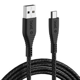 Resim boAt Micro USB Cable 55, 150 cm (1.5 m) Length, 3A Fast Charging, 480mbps Data Transfer, Tangle Free, 10000+ Bends Lifespan, Braided Cable, Universal Compatibility with all Micro USB Devices, Black 