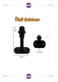 Resim 8 Cm Metal Kapı Kolu Stoperi Tamponu Durdurucusu Tutucu Tutacağı Metal Siyah Kapı Stopu Silikonlu Vidalı 