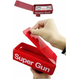 Resim Kırmızı Parti Oyuncağı Para Saçma Fırlatma Tabancası Makinesi Super Money 6+ 