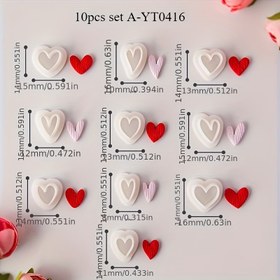 Resim 10 adet Sevgililer Günü Polimer Kil Kalp Kesicileri Seti - Kendin Yap Küpe, Kolye, Şanslar ve Hediye Yapımı için Mini Kalp Şekilli Kalıplar 
