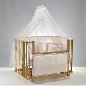 Resim Meltem Kids Bambino Sallanır Ahşap Anne Yanı Beşik 70x110 cm (naturel-pembe) Pembe 