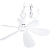 Resim Goldenqian Usb Fan Sessiz 6 Bıçaklı Tavan Vantilatörü 4 Vitesli Asılı Fan Kamp Yatağı Kamp Açık Asılı Camper Çadırları No Remote Control 