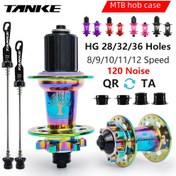 Resim TANKE 120 Click Hub Alüminyum Alaşımlı Siyah, 6 Rulman, MTB Dağ Bisikleti, Evrensel, 28 32 36 Delik, QR Thru-aksel, Değişim, Disk Fren, HG, Ön Arka Bisiklet için 