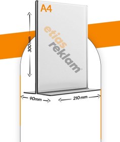 Resim Genel Markalar A4 T Tipi Dikey Masa Üstü 20'li Paket / 2.8 Mm Şeffaf Pleksi Föylük / Broşürlük 