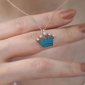 Resim Papatya Silver 925 Ayar Taşlı Kraliçe Tacı Gümüş Kolye 