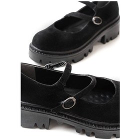 Resim Siyah Süet Günlük Yüksek Tabanlı Loafer Ayakkabı Siyah 