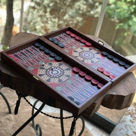 Resim Diamante Deri Kaplama Kişiselleştirilebilir Tavla - KAHVERENGİ 