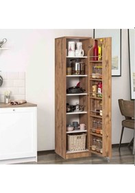 Resim Ceviz Çok Amaçlı 165 Derece Açılabilir Tek Kapaklı Kiler Dolap 