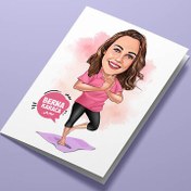 Resim Yoga Yapan Kadın Karikatürlü Tebrik Kartı 