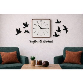 Resim Duvar Saati 40 Cm Kuş Temalı 8 Adettir No 102 Çok Renkli 