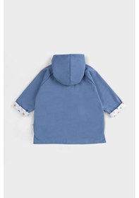 Resim Kapüşonlu Organik Pamuklu Bebek Yağmurluğu Faded Mavi 