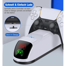Resim Ps5 Denetleyici Hızlı Şarj Istasyonu Ab Güç Kaynağ LED Ekran Dualsense Kablosuz Için Ps5 