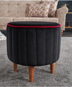 Resim Favora Lindy Puf - Siyah Siyah 