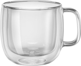 Resim Zwilling Sorrento Çift Camlı Kulplu 2'li Cappucino Bardak Seti, Cam, Şeffaf, 450 ml 