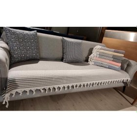 Resim Mandaş Pamuklu Kaymaz Hasır Dokuma Koltuk-Çekyat Örtüsü Takımı 3+ 