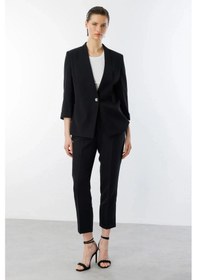 Resim Ekol Kadın Tek Düğmeli Siyah Blazer Ceket 04128 Siyah 