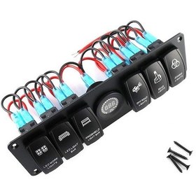 Resim Aubyhe Kamyon Ev Ve Tekne Donanımı İçin 6lü 5pin Kabartma Anahtar Paneli - Renkli Ekranlı Fonksiyon Tuşları 
