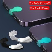 Resim For iPhone ve Android için 5'li Parlak Silikon Toz Tıpası Seti, Tip-C ve Lightning Bağlantı Noktası Koruma Kapakları, Pil Gerekmez 