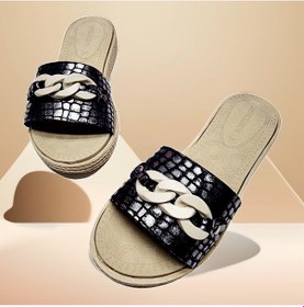 Resim Günlük Hasır Görünümlü Zincir Detaylı Ev Ve Dışarı Terliği 001 