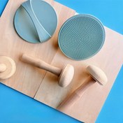 Resim 2 Adet Ahşap Baskı Brayeri Seti Barens ile, Mürekkepleme ve Blok Baskı için Kabartma Baskı Aletleri - Sanatçılar için Gerekli Mantar Şeklinde Sap ve Merdane Tasarımı 