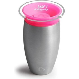 Resim Munchkin Damlatmaz Çelik Bebek 360° Alıştırma Bardağı 12 Ay+ 296ml Pembe 
