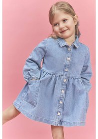 Resim Defacto Uzun Kollu Jean Elbise Kız Bebek H0372a526smnm39 Mavi-nm39 