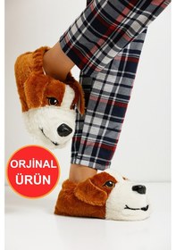 Resim Devida Yumuşak Taban Sevimli Köpek Kadın Panduf Kahverengi 