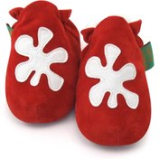 Resim Funky Feet 0-6ay Beden, 10,5cm Topuktan Parmak Ucuna, Red Splodge Hakiki Süet Bebek Patik 