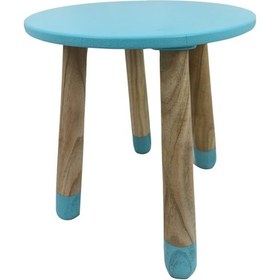 Resim Na Neşeli Ahşap Mavi Ahşap Çocuk Taburesi.çocuk Sandalyesi.çalışma Masası Taburesi.renkli Tabure.çocuk Odası Salda Mavi 