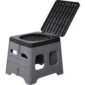 Resim Seyahat Araba Tuvaleti Taşınabilir Katlanır Lazımlık Kamp Acil Tuvalet Gri 