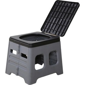 Resim Seyahat Araba Tuvaleti Taşınabilir Katlanır Lazımlık Kamp Acil Tuvalet Gri 