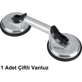 Resim Depolife 1 Adet Çiftli Saplı Vantuz Vakum Aleti Cam Fayans Işleri Alüminyum Gövde Vantuz Profesyonel 