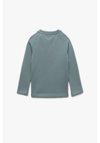 Resim Koton Erkek Bebek Pamuklu Düğmeli Uzun Reglan Kollu Bisiklet Yaka Sweatshirt Mavi 
