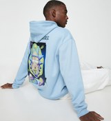 Resim Rick and Morty Kapşonlu Oversize Sweatshirt Şardonlu Lisanslı Baskılı 