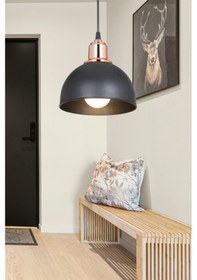 Resim Haus Mini Yarım Küre Gold Kukalı Abs Siyah Sarkıt Küçük Alanlara Uygun Mutfak Koridor Avize Siyah - Altın 